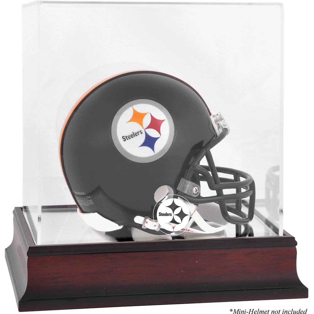 Pittsburgh Steelers Mahogany Logo Mini Helmet Display Case