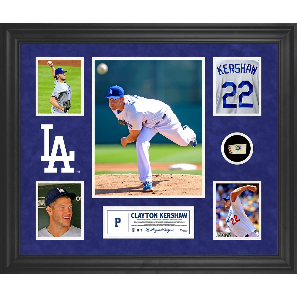 Clayton Kershaw Los Angeles Dodgers Framed 5-Photo Collage with Piece of Game-Used Ball
