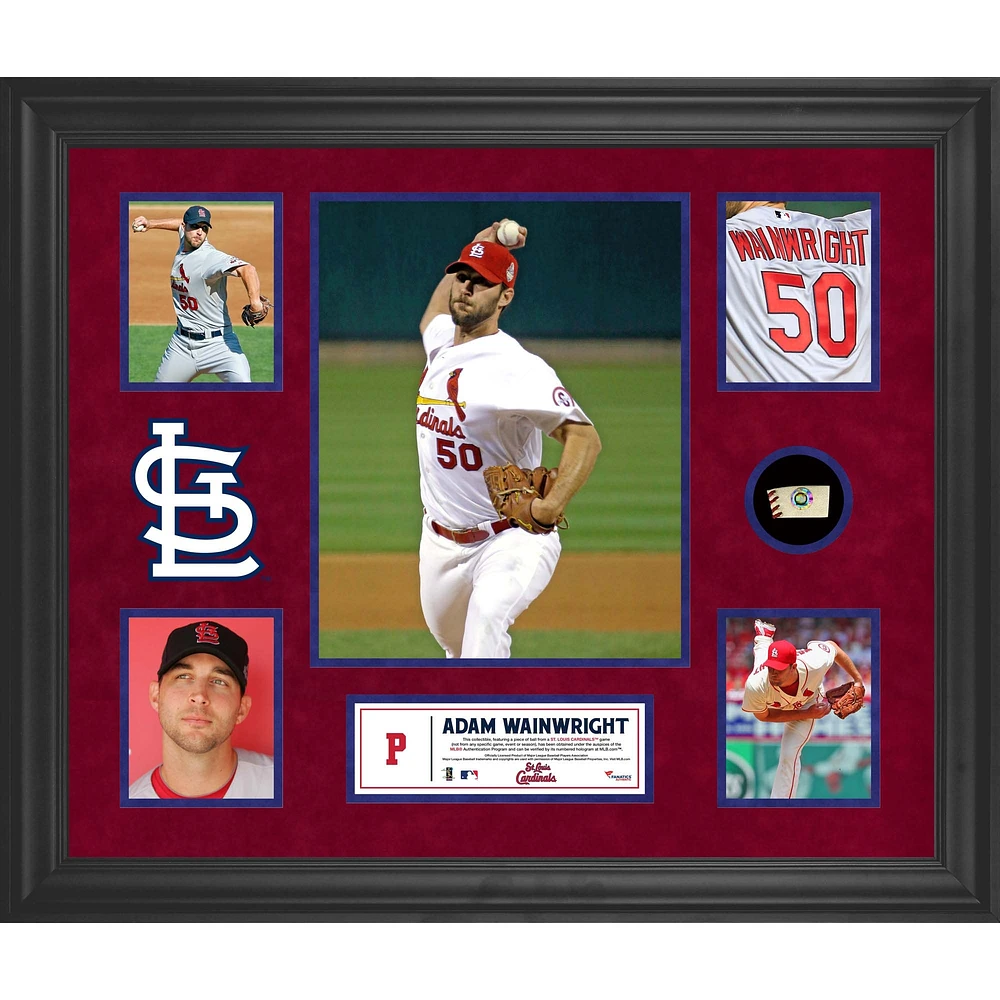 Adam Wainwright St. Louis Cardinals Framed 5-Photo Collage with Piece of Game-Used Ball