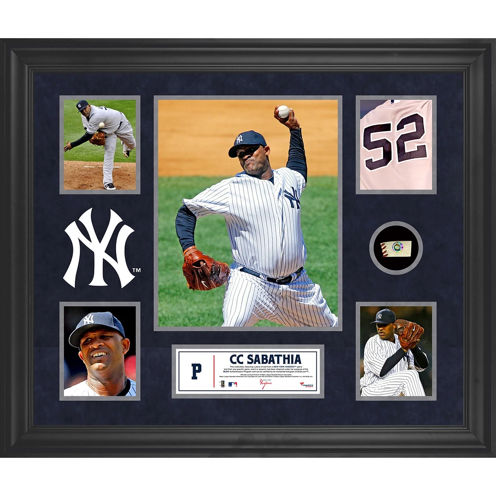 CC Sabathia New York Yankees Framed 5-Photo Collage with Piece of Game-Used Ball