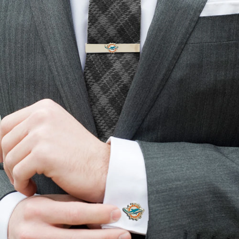 Miami Dolphins Tie Bar & Cufflinks Set