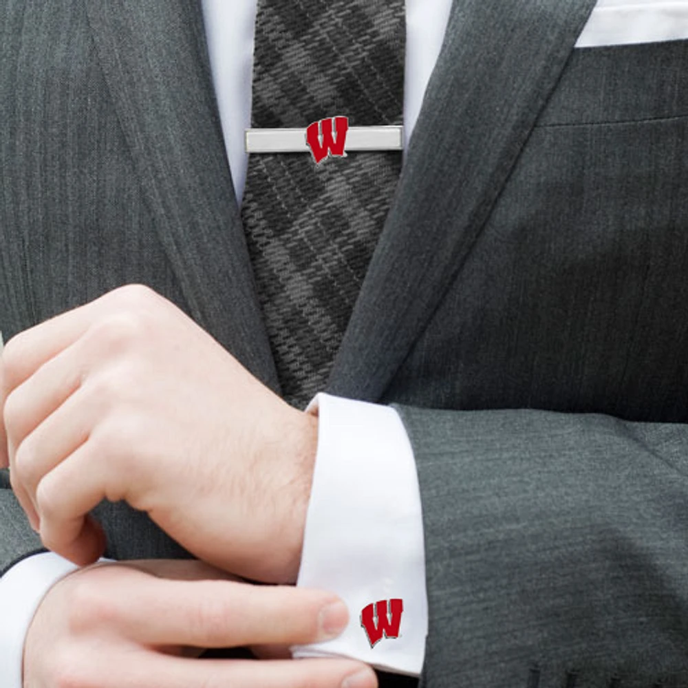 Wisconsin Badgers Tie Bar & Cufflinks Set