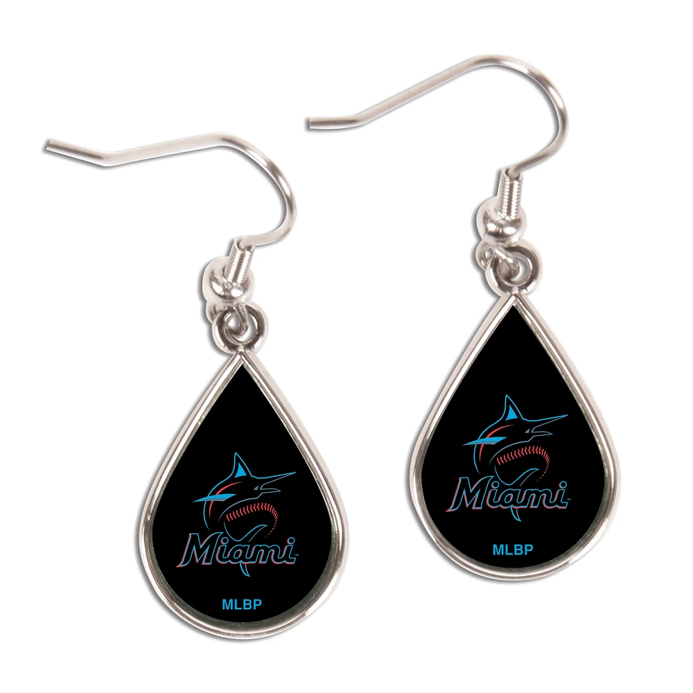 WinCraft Miami Marlins Tear Drop Dangle Earrings