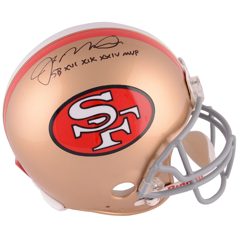 Joe Montana San Francisco 49ers Autographed Throwback Pro Line Helmet with SB MVP Inscriptions