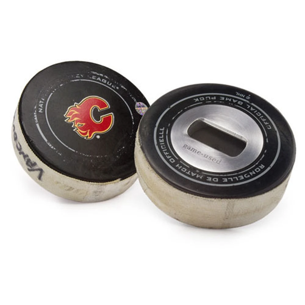 Tokens & Icons Calgary Flames Game-Used Puck Bottle Opener
