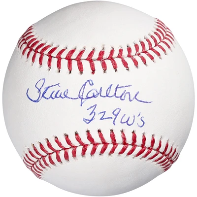 Steve Carlton Philadelphia Phillies Autographed Baseball with "329 Wins" Inscription