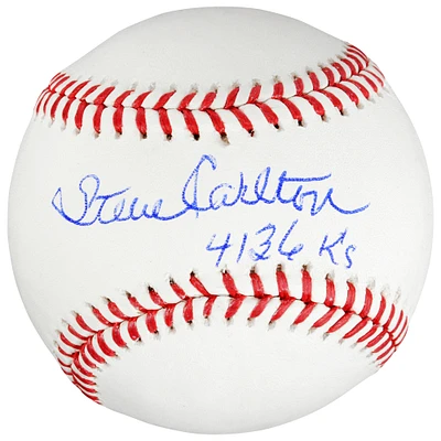 Steve Carlton Philadelphia Phillies Autographed Baseball with "4136 K's" Inscription