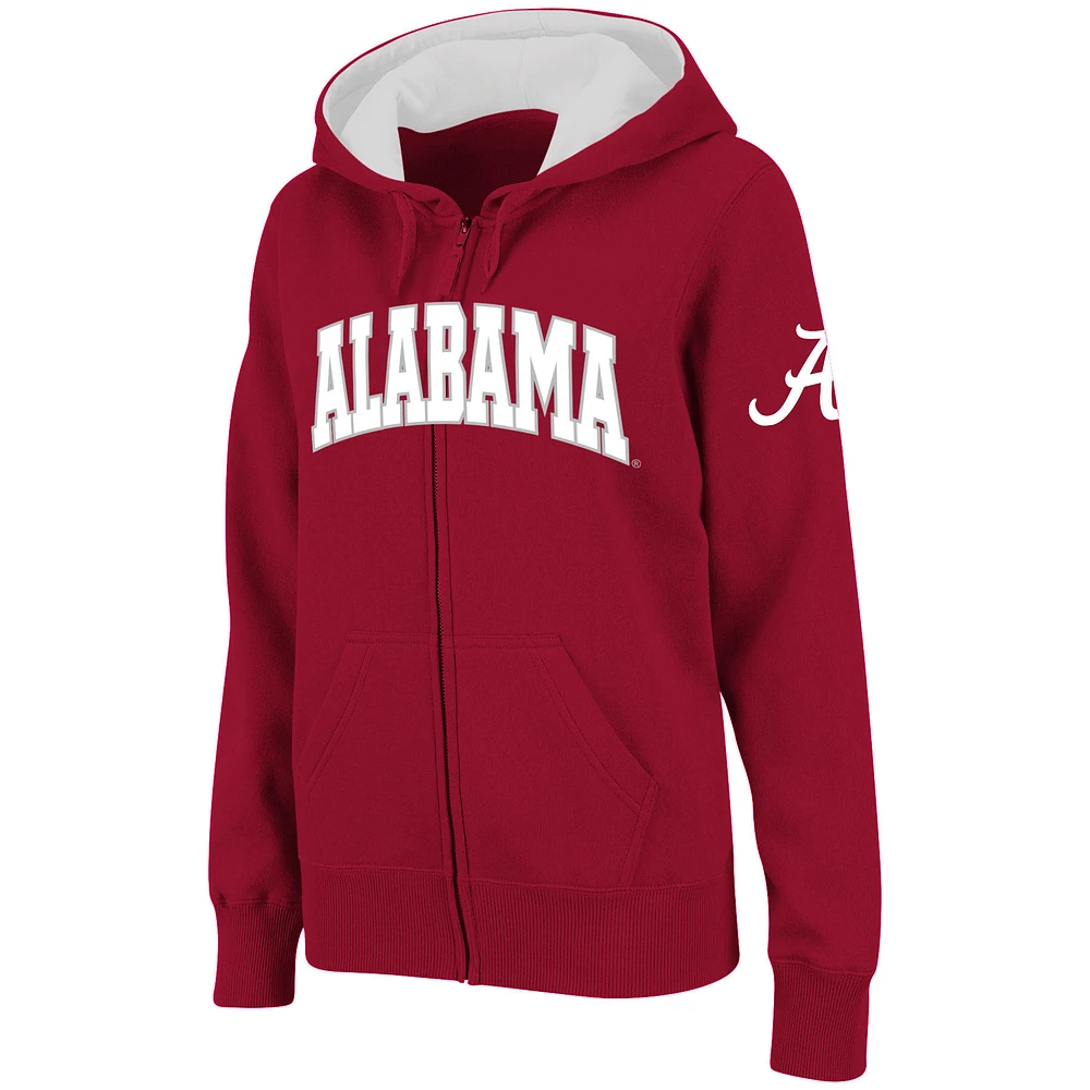 Women's Stadium Athletic Crimson Alabama Tide Arched Name Full-Zip Hoodie
