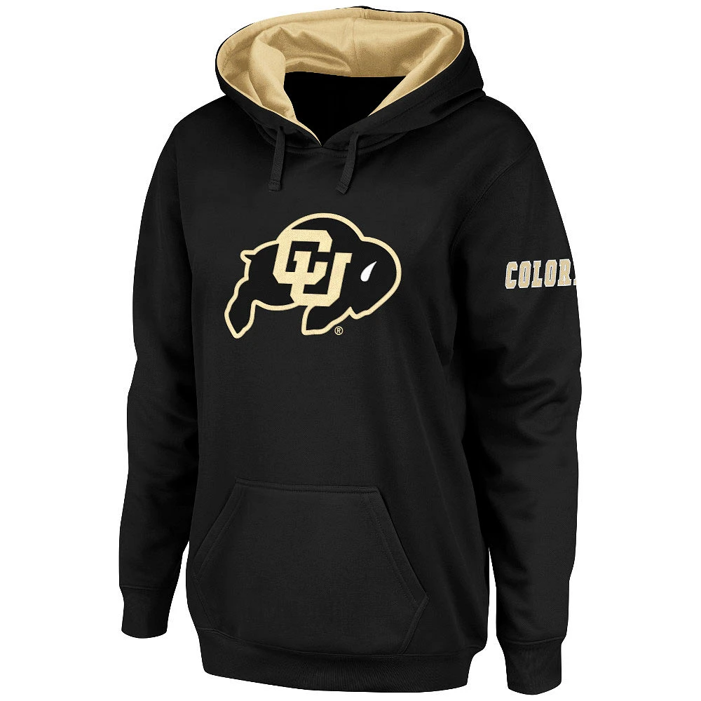 Women's Stadium Athletic Black Colorado Buffaloes Big Logo Pullover Hoodie