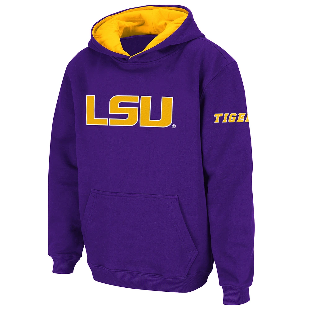 Youth Stadium Athletic Purple LSU Tigers Big Logo Pullover Hoodie