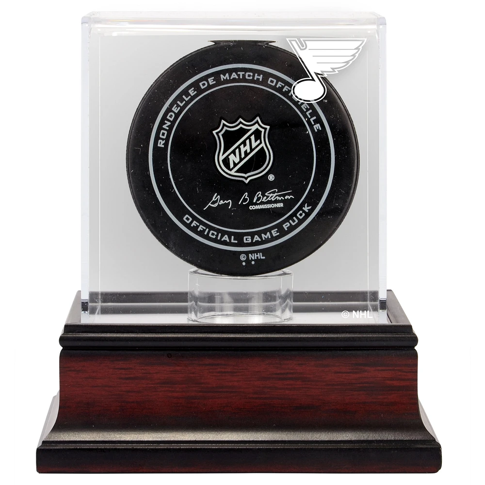 St. Louis Blues Mahogany Hockey Puck Logo Display Case