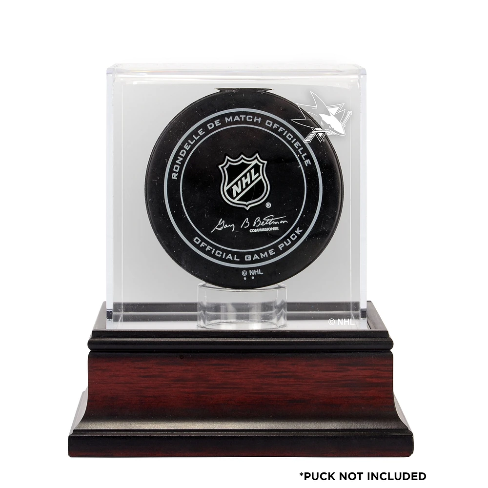 San Jose Sharks Mahogany Hockey Puck Logo Display Case