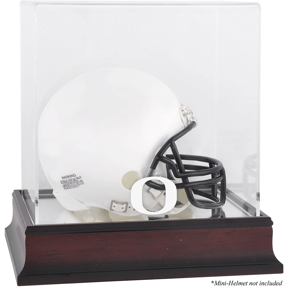 Oregon Ducks Mahogany Logo Mini Helmet Display Case with Mirror Back