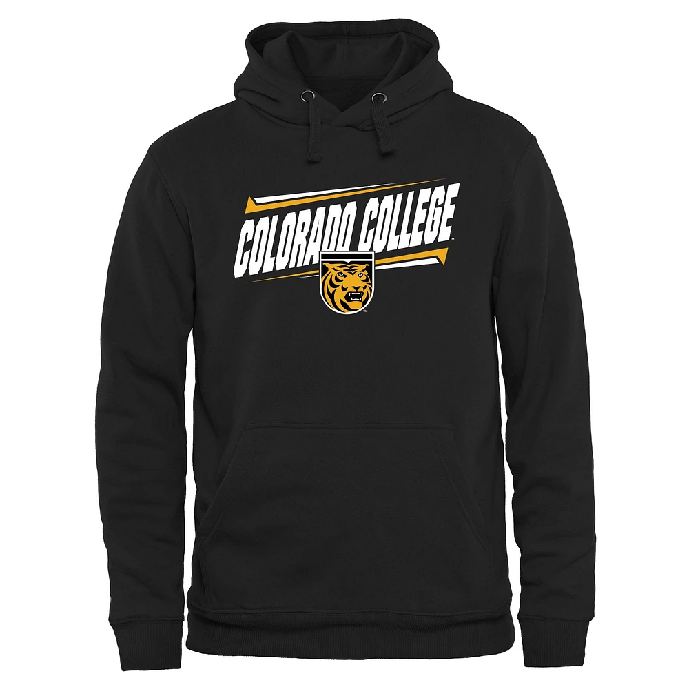 Men's Black Colorado College Tigers Double Bar Pullover Hoodie