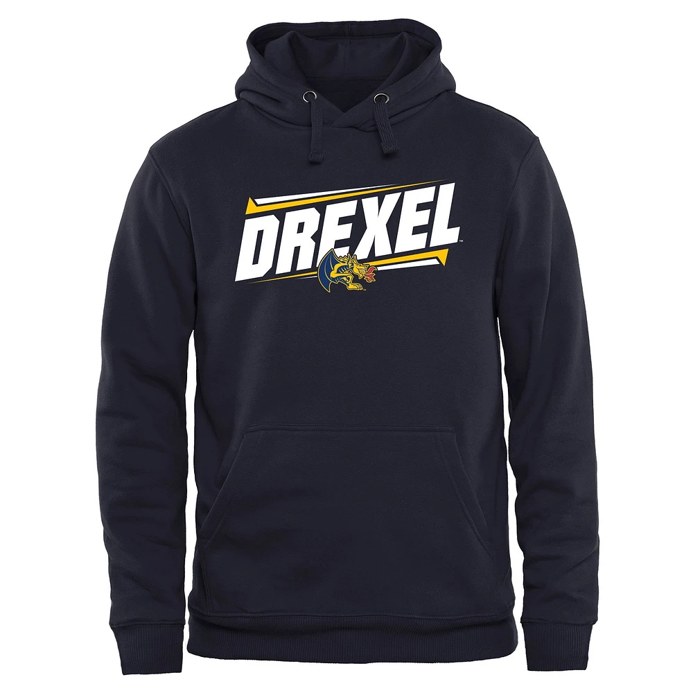 Men's Navy Drexel Dragons Double Bar Pullover Hoodie
