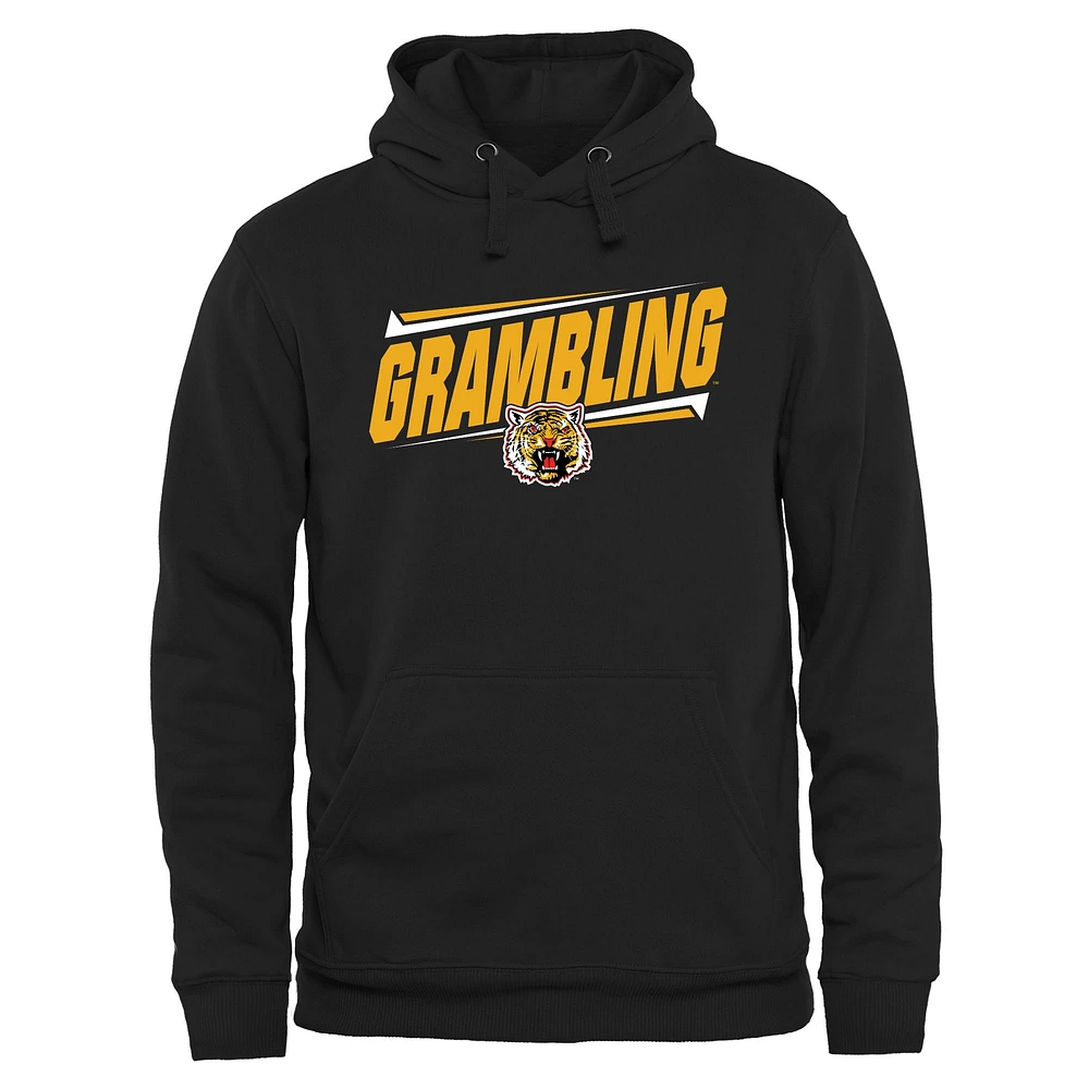 Men's Black Grambling Tigers Double Bar Pullover Hoodie
