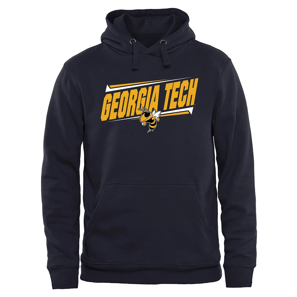 Men's Navy Georgia Tech Yellow Jackets Double Bar Pullover Hoodie