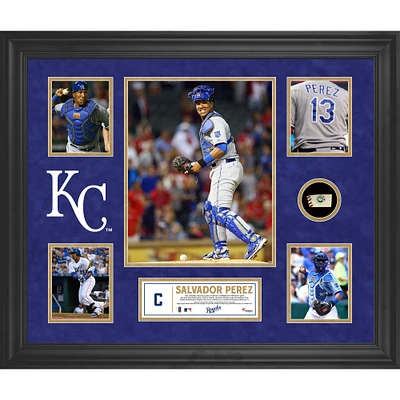 Salvador Perez Kansas City Royals Framed 5-Photo Collage with a Piece of Game-Used Baseball