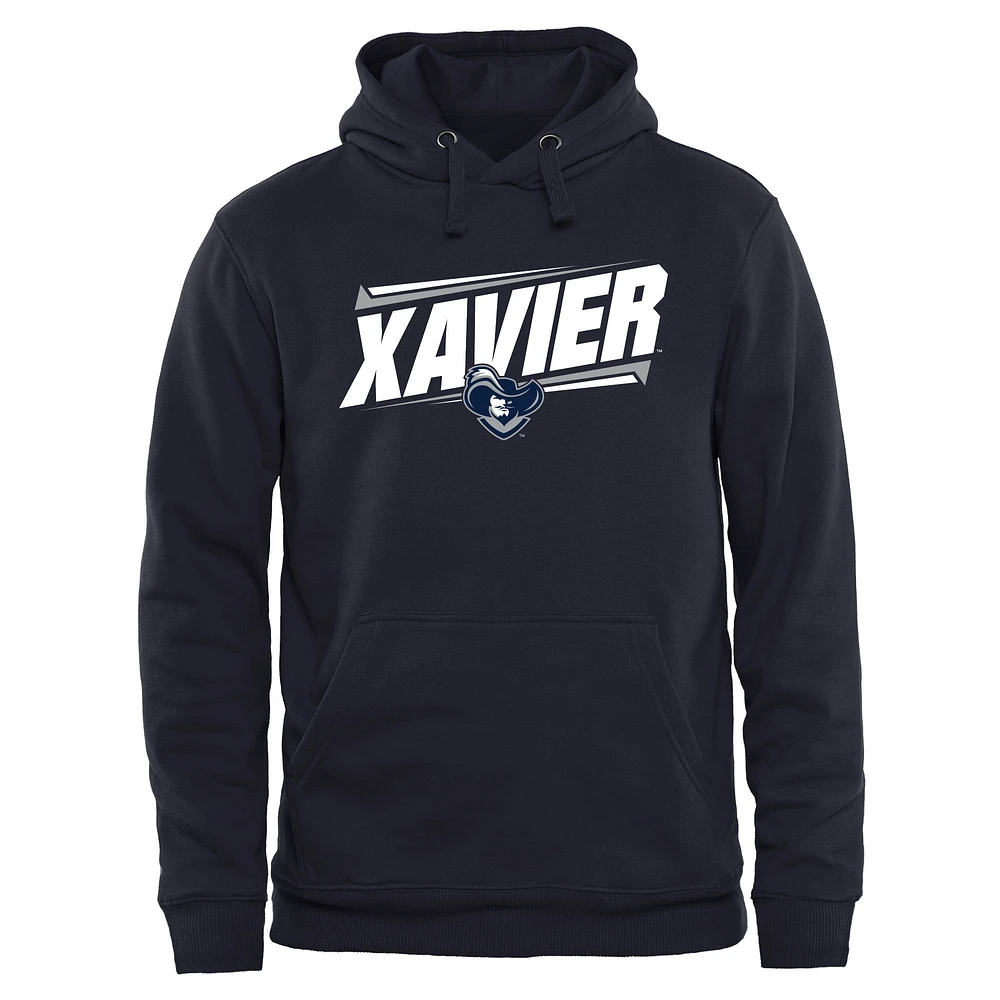 Men's Navy Xavier Musketeers Double Bar Pullover Hoodie