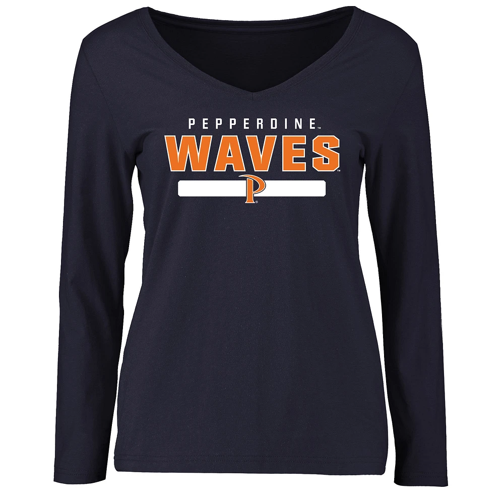 Women's Navy Pepperdine Waves Team Strong Long Sleeve T-Shirt