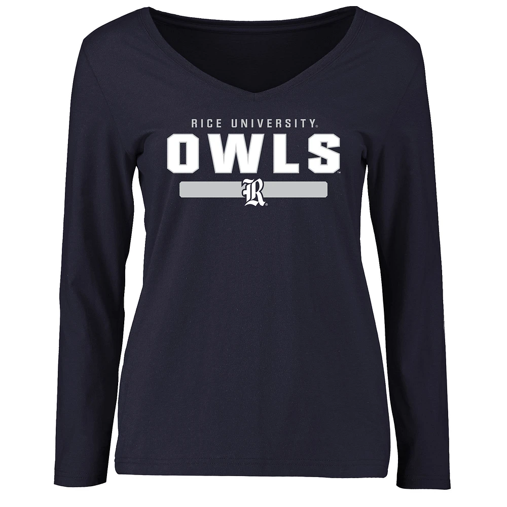 Women's Navy Rice Owls Team Strong Long Sleeve T-Shirt
