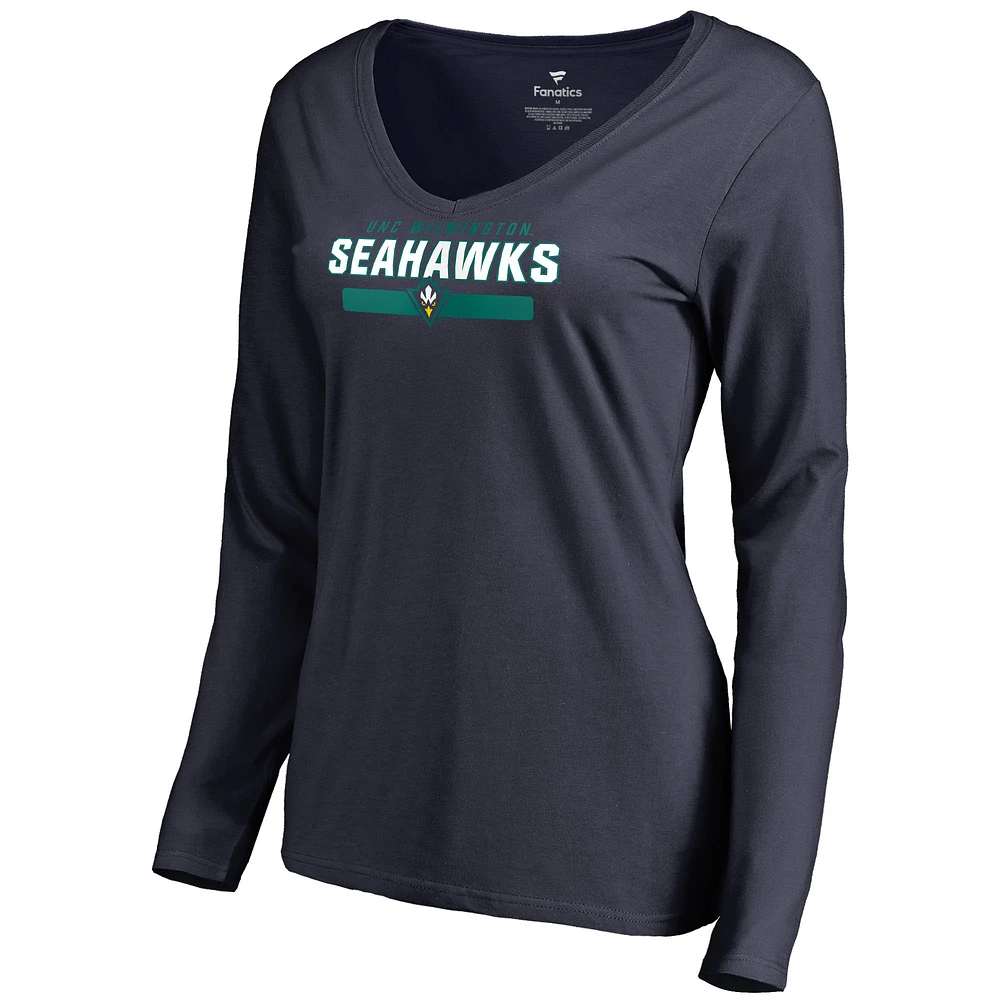 Women's Navy UNC Wilmington Seahawks Team Strong Long Sleeve T-Shirt