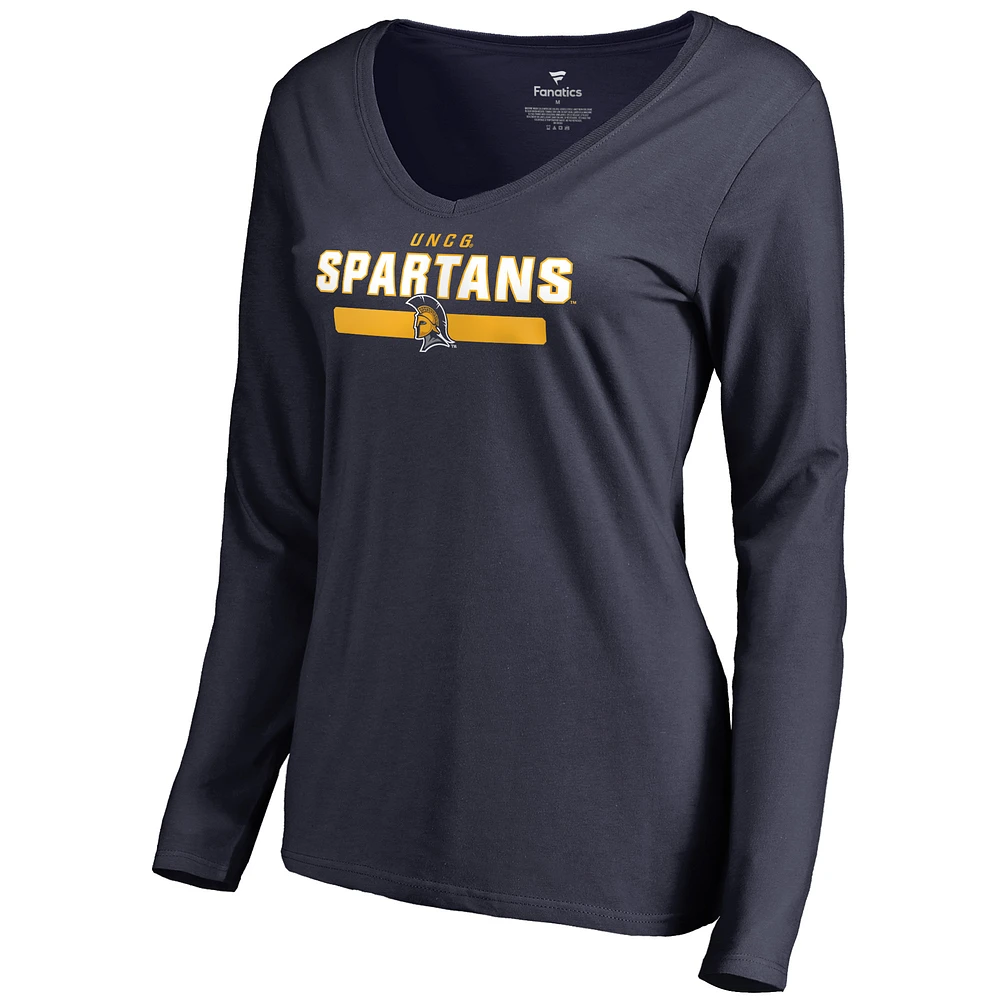 Women's Navy UNCG Spartans Team Strong Long Sleeve T-Shirt
