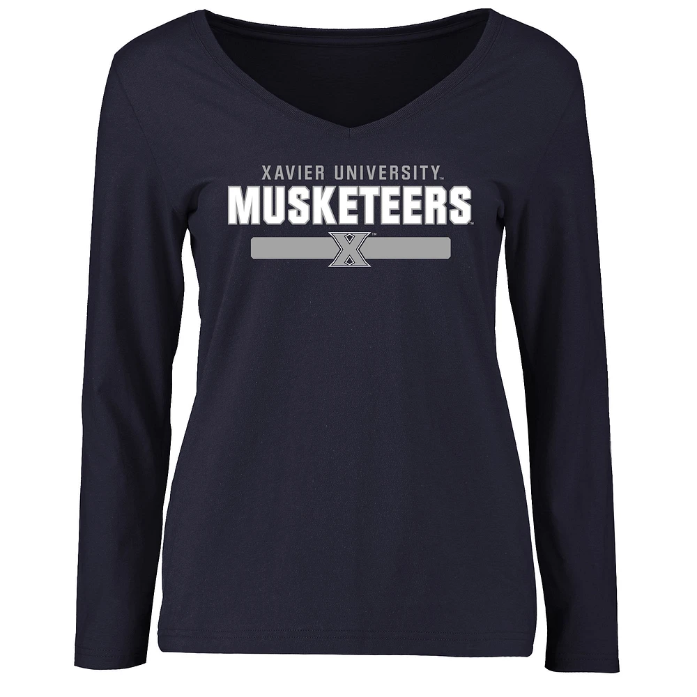 Women's Navy Xavier Musketeers Team Strong Long Sleeve T-Shirt