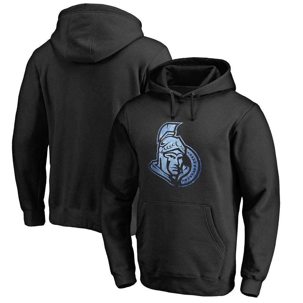 Men's Black Ottawa Senators Rinkside Pond Hockey Pullover Hoodie