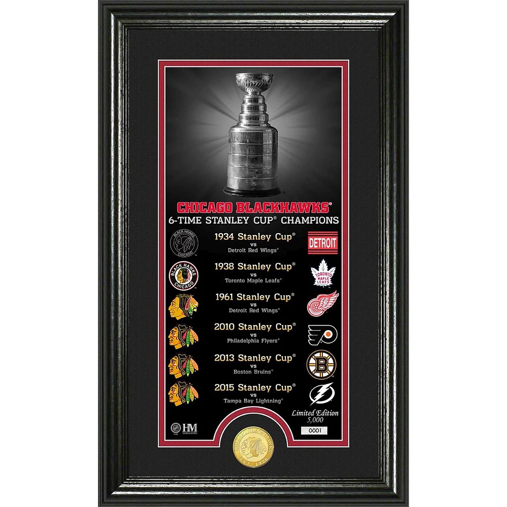 Highland Mint Chicago Blackhawks 12" x 20" Legacy Supreme Bronze Coin Panoramic Photo Mint