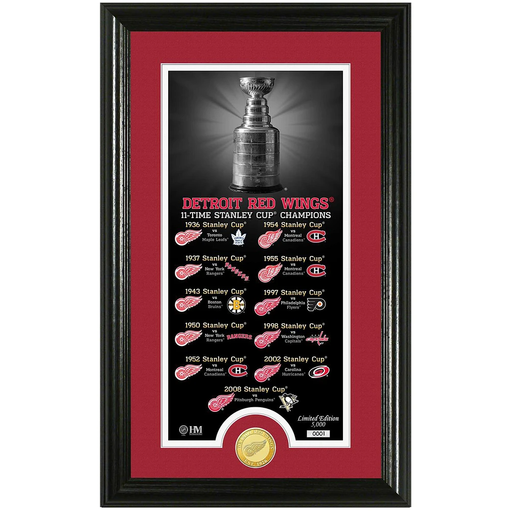 Highland Mint Detroit Red Wings 12" x 20" Legacy Supreme Bronze Coin Panoramic Photo Mint
