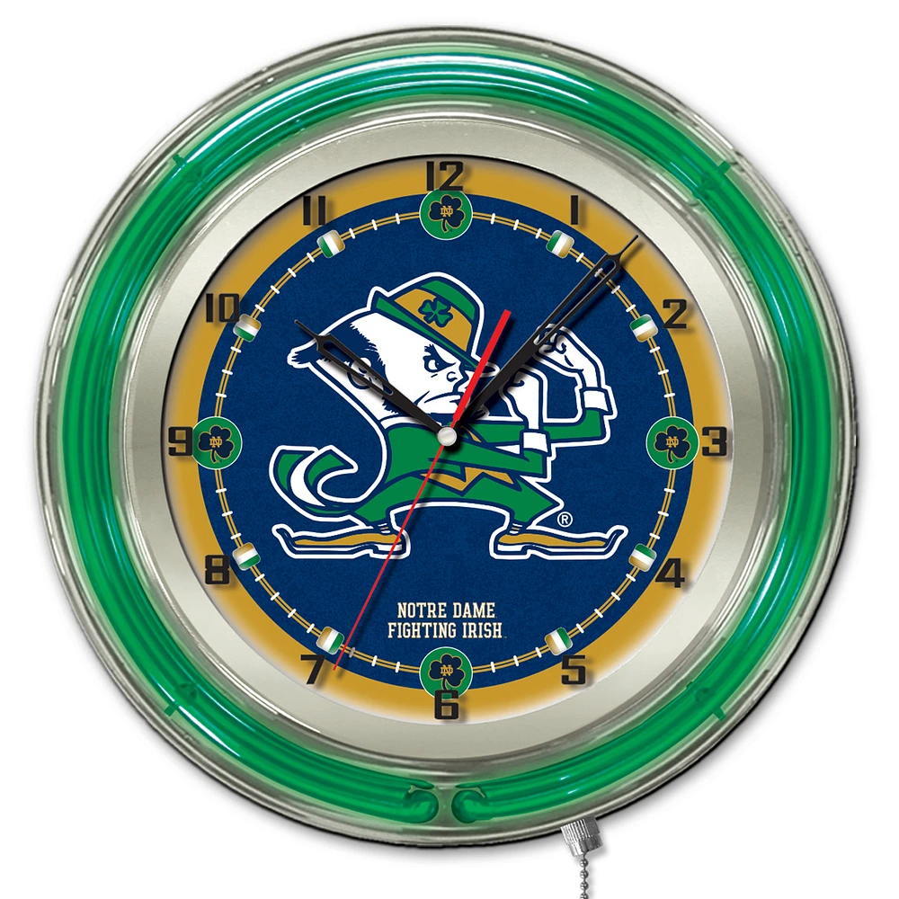 Notre Dame Fighting Irish 19" Leprechaun Neon Wall Clock