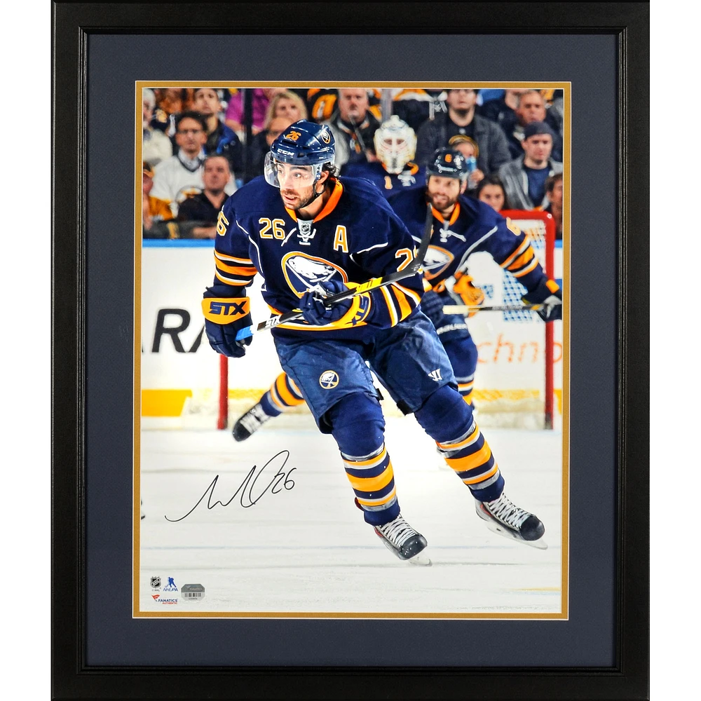 Matt Moulson Buffalo Sabres Framed Autographed 16" x 20" Blue Jersey Skating Photograph