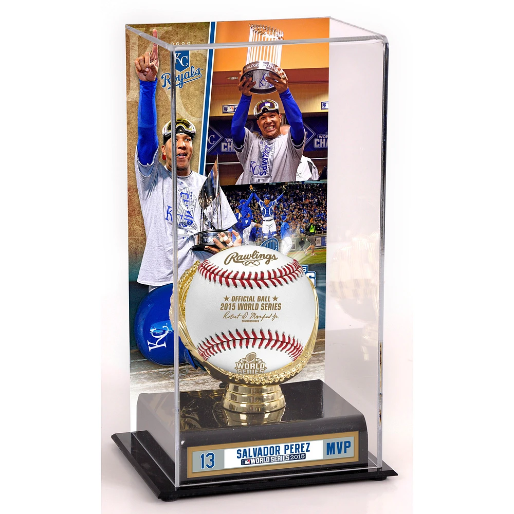 Salvador Perez Kansas City Royals 2015 MLB World Series Champions World Series MVP Gold Glove Display Case with Image