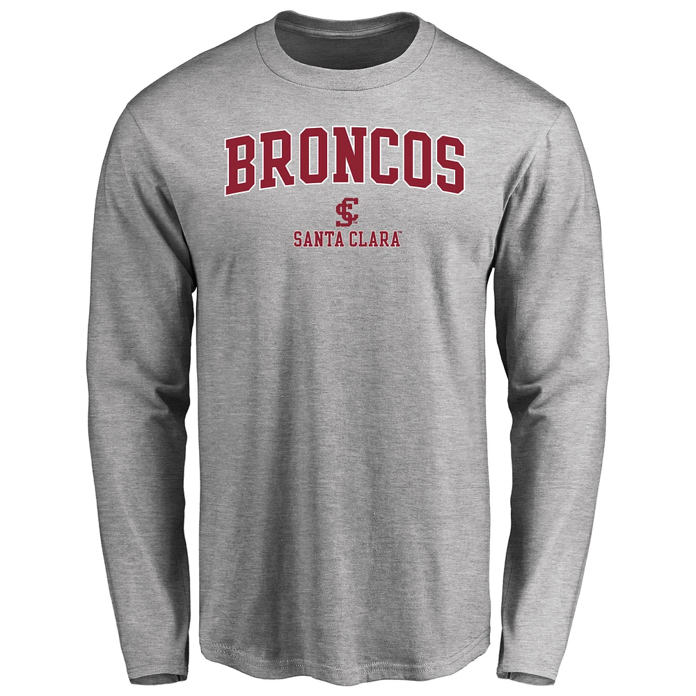 Men's Ash Santa Clara Broncos Proud Mascot Long Sleeve T-Shirt