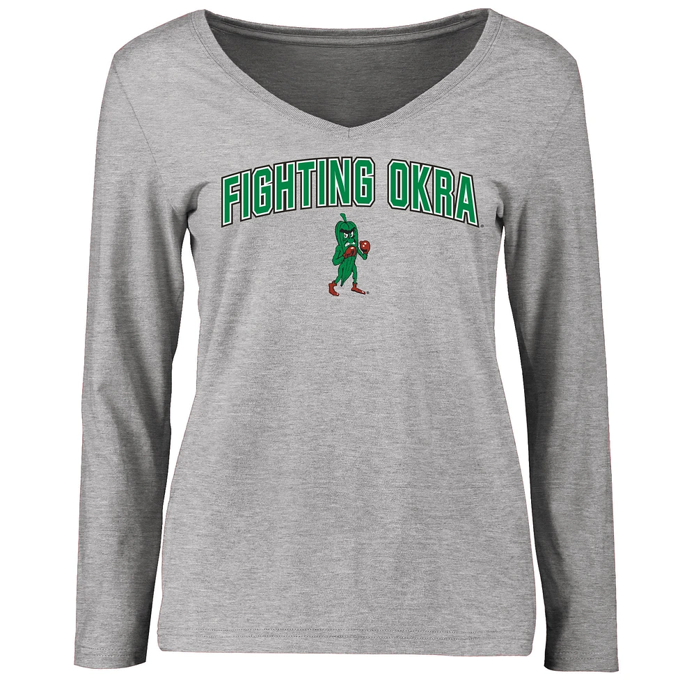 Women's Ash Delta State Statesmen Proud Mascot Long Sleeve T-Shirt
