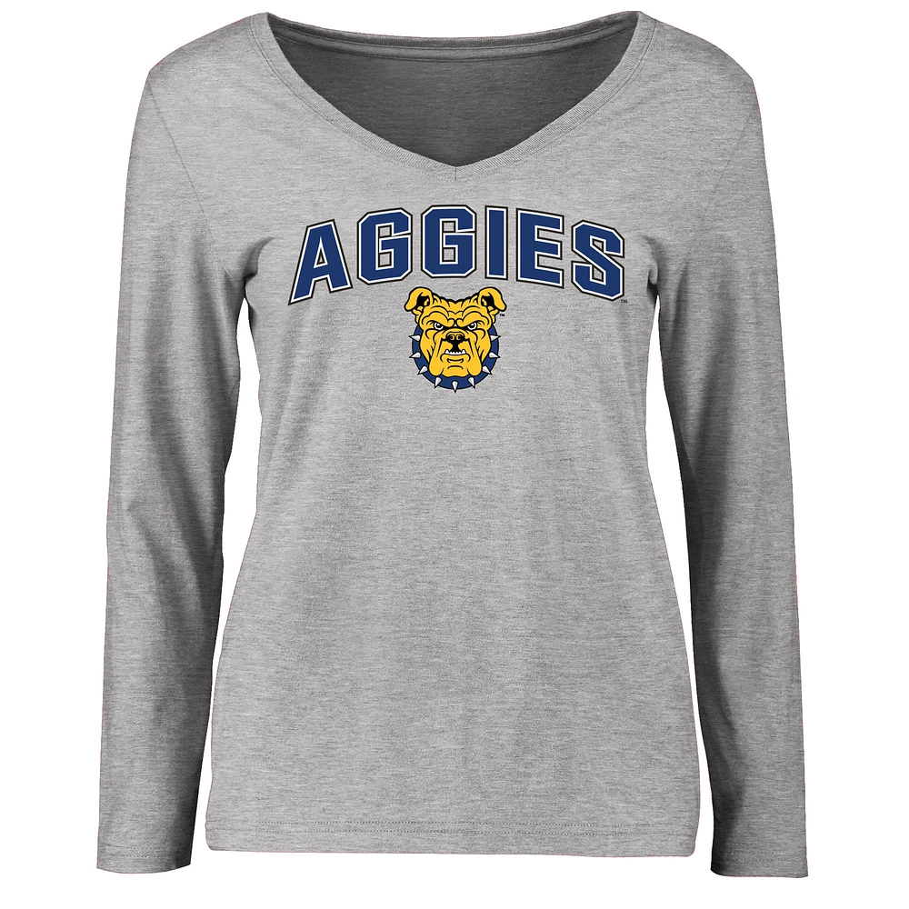 Women's Ash North Carolina A&T Aggies Proud Mascot Long Sleeve T-Shirt