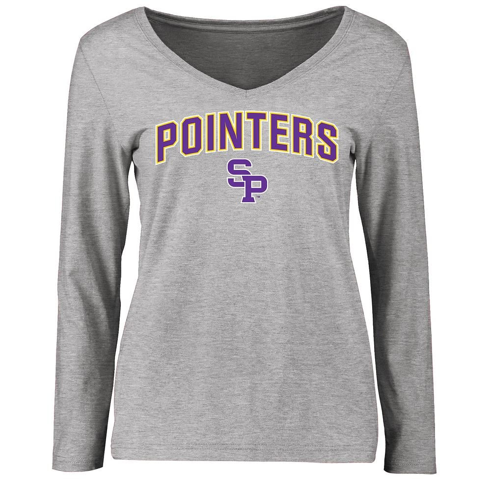 Women's Ash Wisconsin-Stevens Point Pointers Proud Mascot Long Sleeve T-Shirt