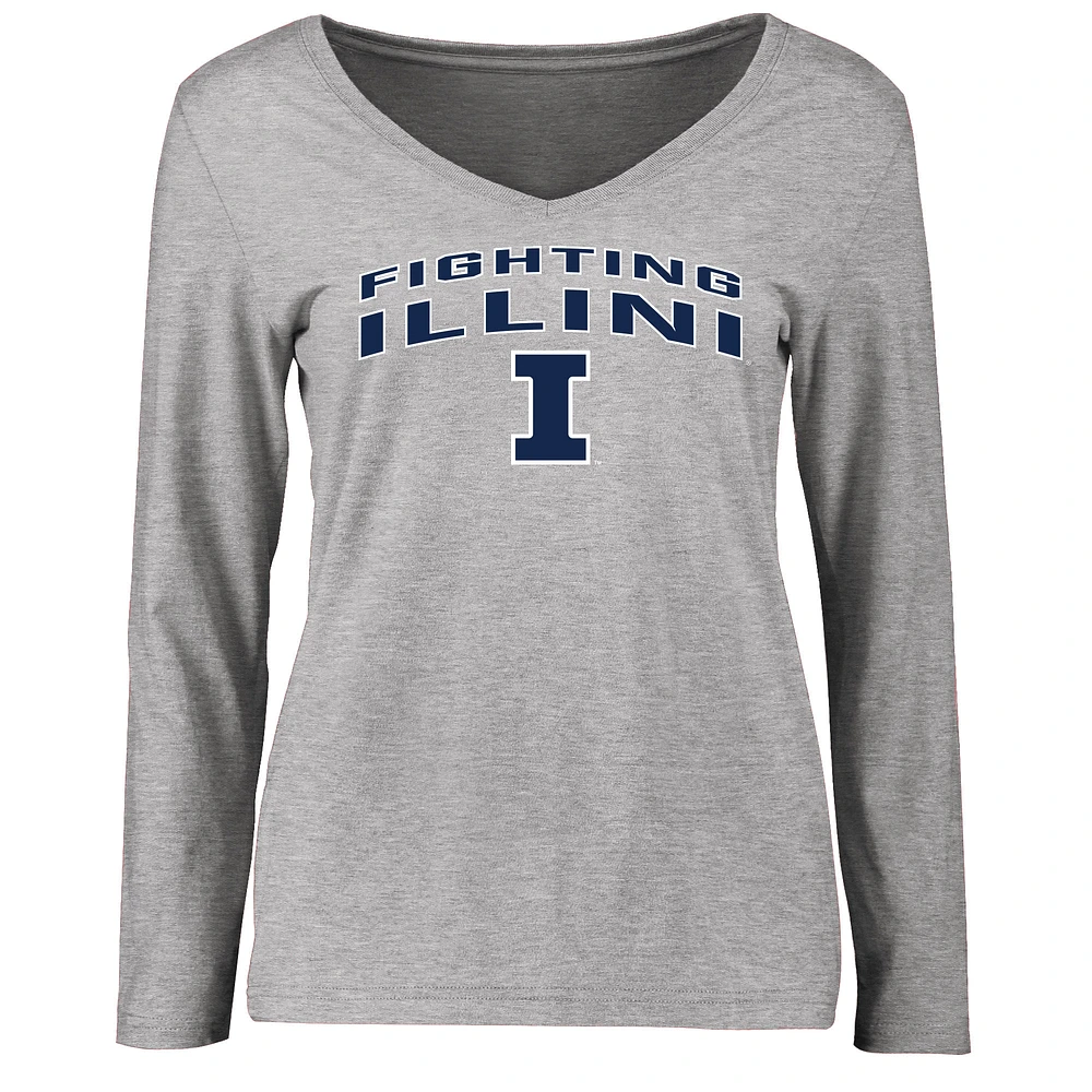 Women's Ash Illinois Fighting Illini Proud Mascot Long Sleeve T-Shirt