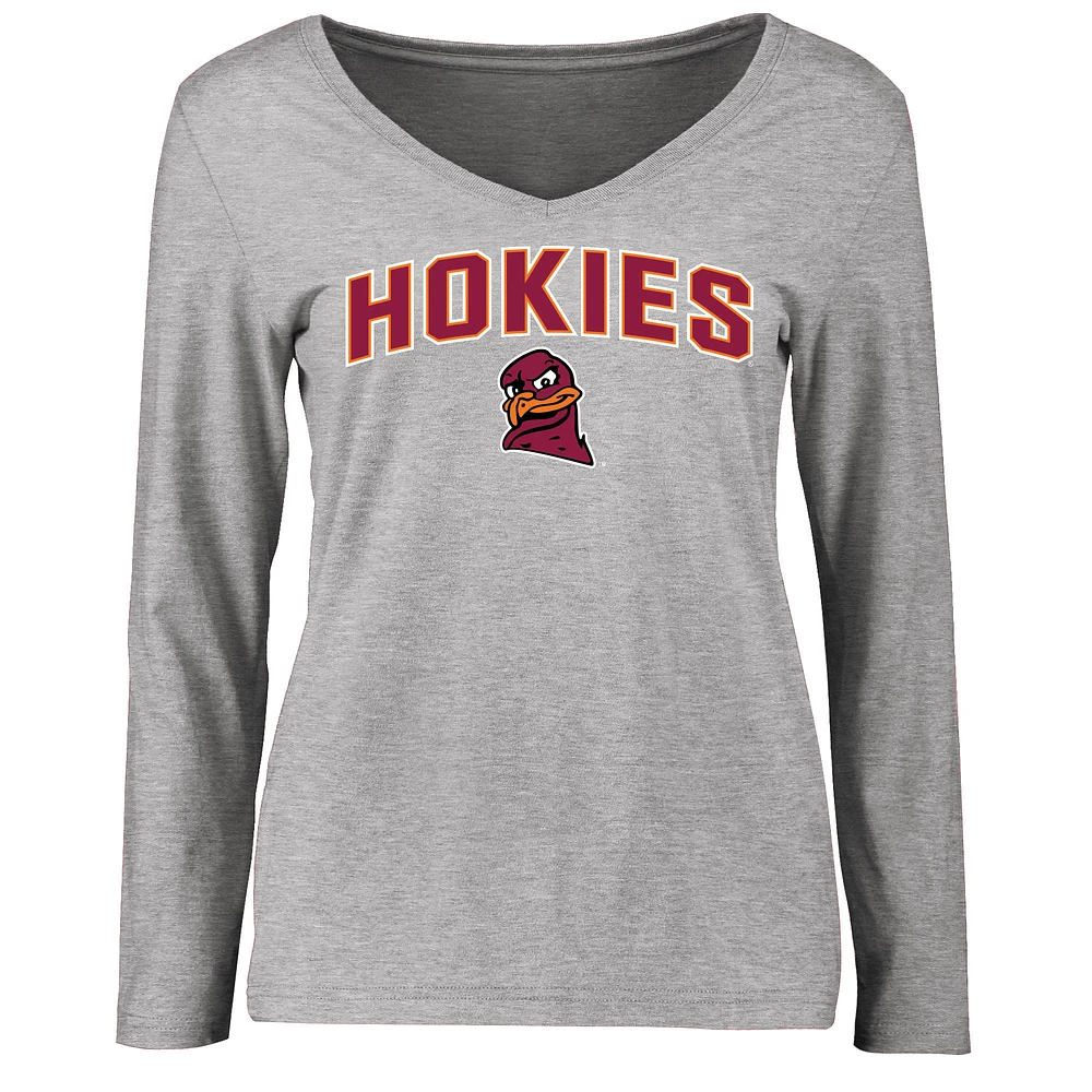 Women's Ash Virginia Tech Hokies Proud Mascot Long Sleeve T-Shirt