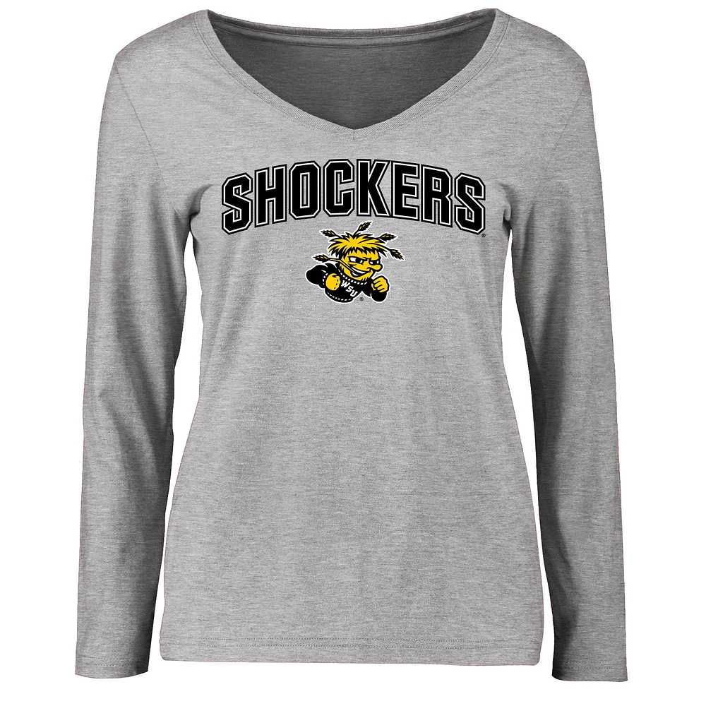 Women's Ash Wichita State Shockers Proud Mascot Long Sleeve T-Shirt