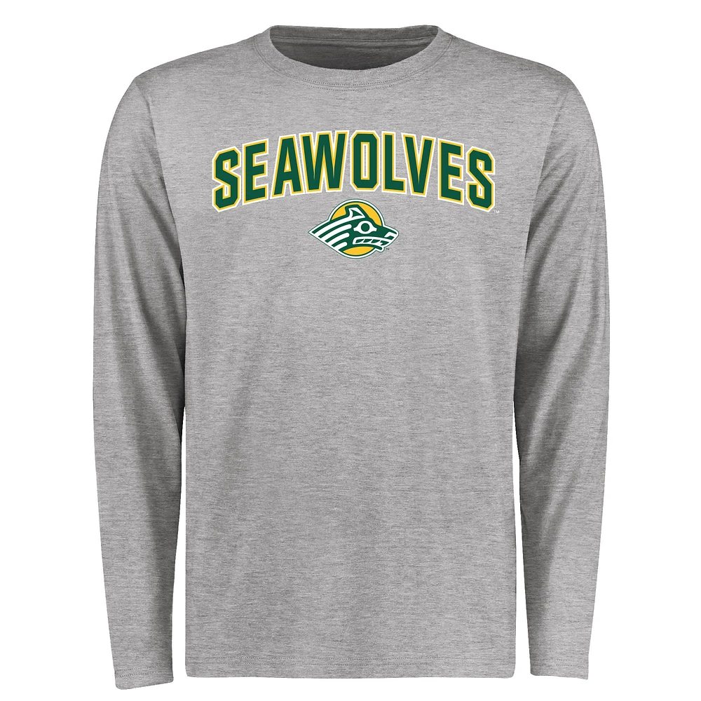 Men's Ash Alaska Anchorage Seawolves Proud Mascot Long Sleeve T-Shirt