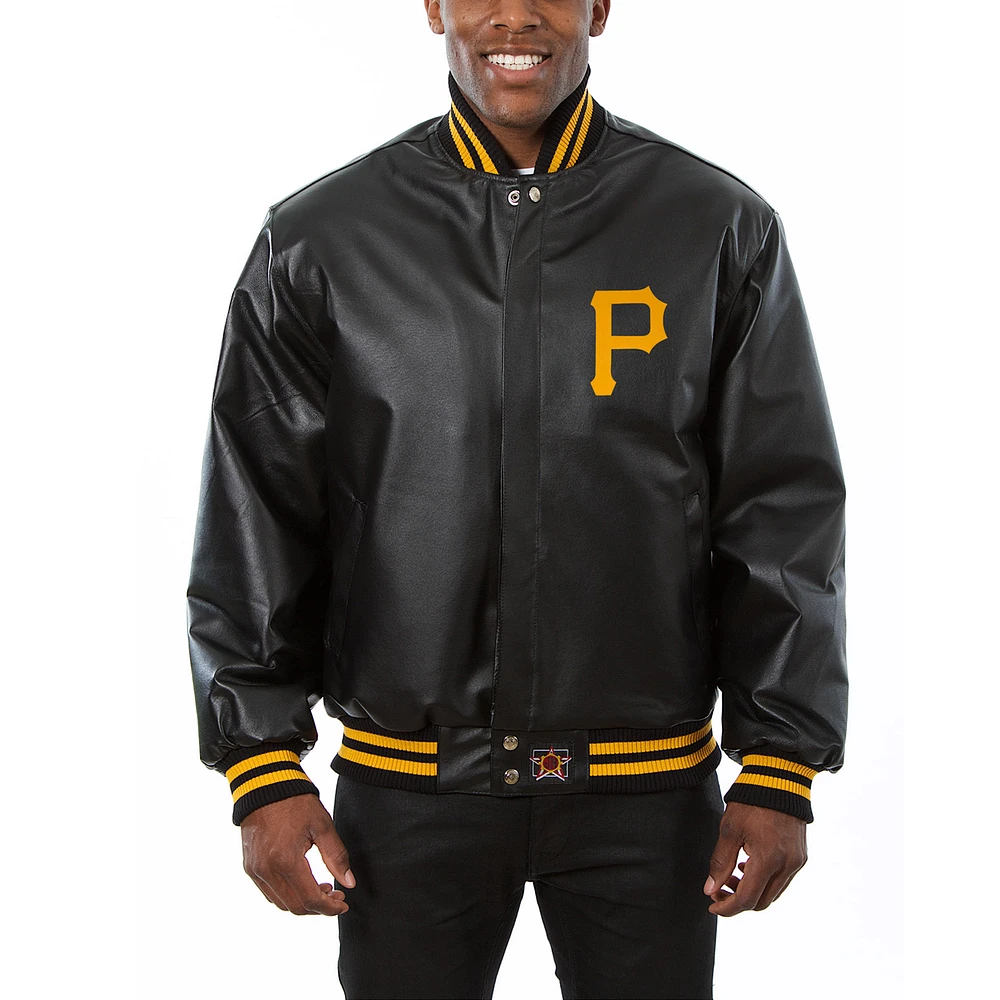 Men's JH Design Black Pittsburgh Pirates Team Color Leather Jacket