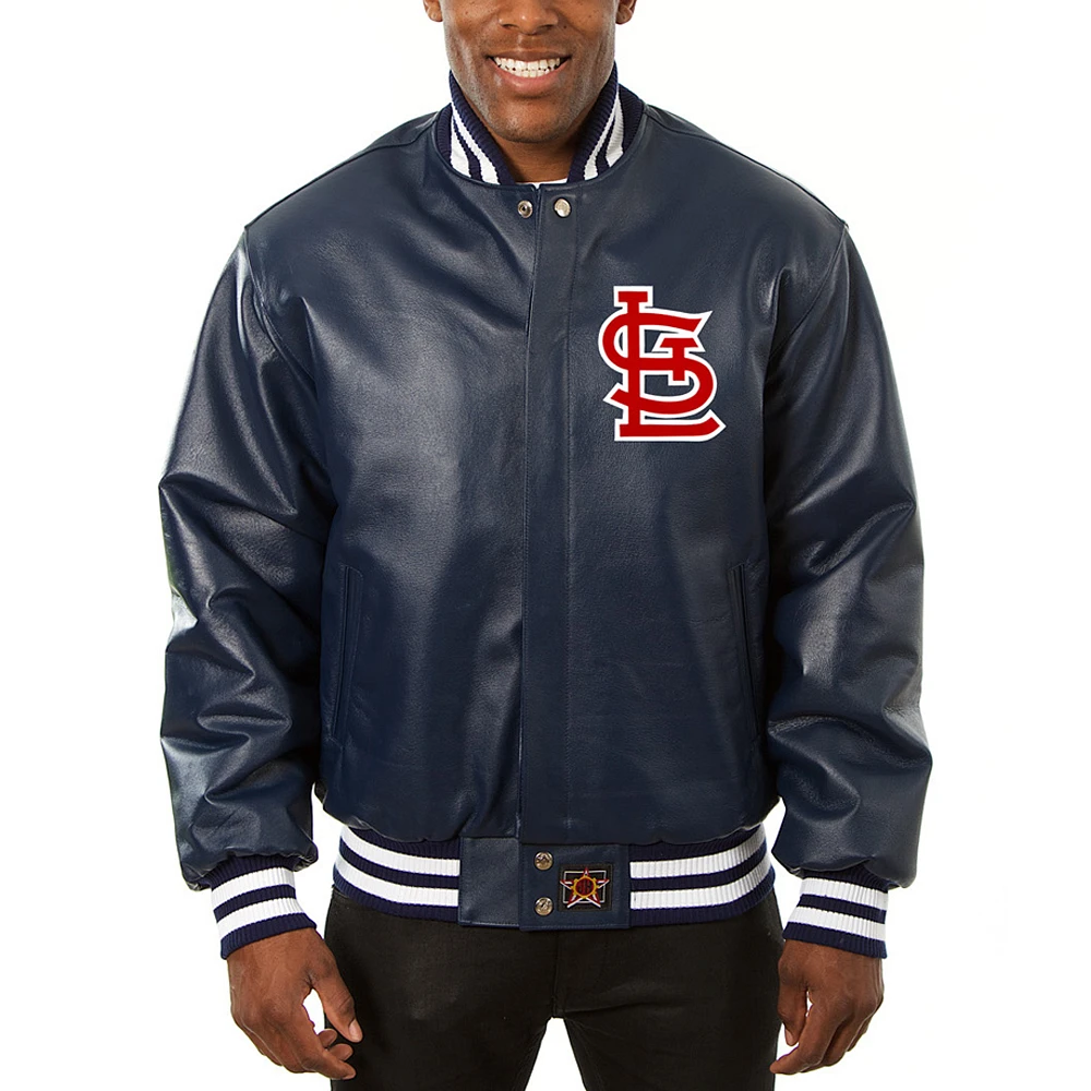 Men's JH Design Navy St. Louis Cardinals Team Color Leather Jacket