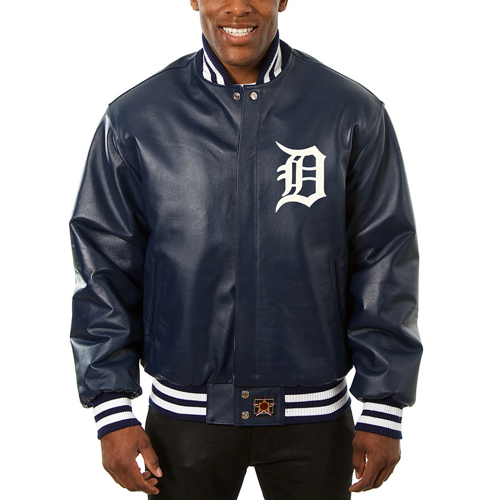 Men's JH Design Navy Detroit Tigers Team Color Leather Jacket