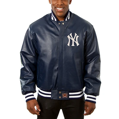Men's JH Design Navy New York Yankees Team Color Leather Jacket