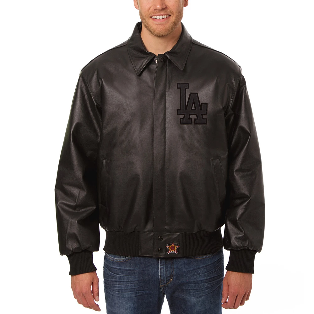 Men's JH Design Black Los Angeles Dodgers Tonal Leather Jacket