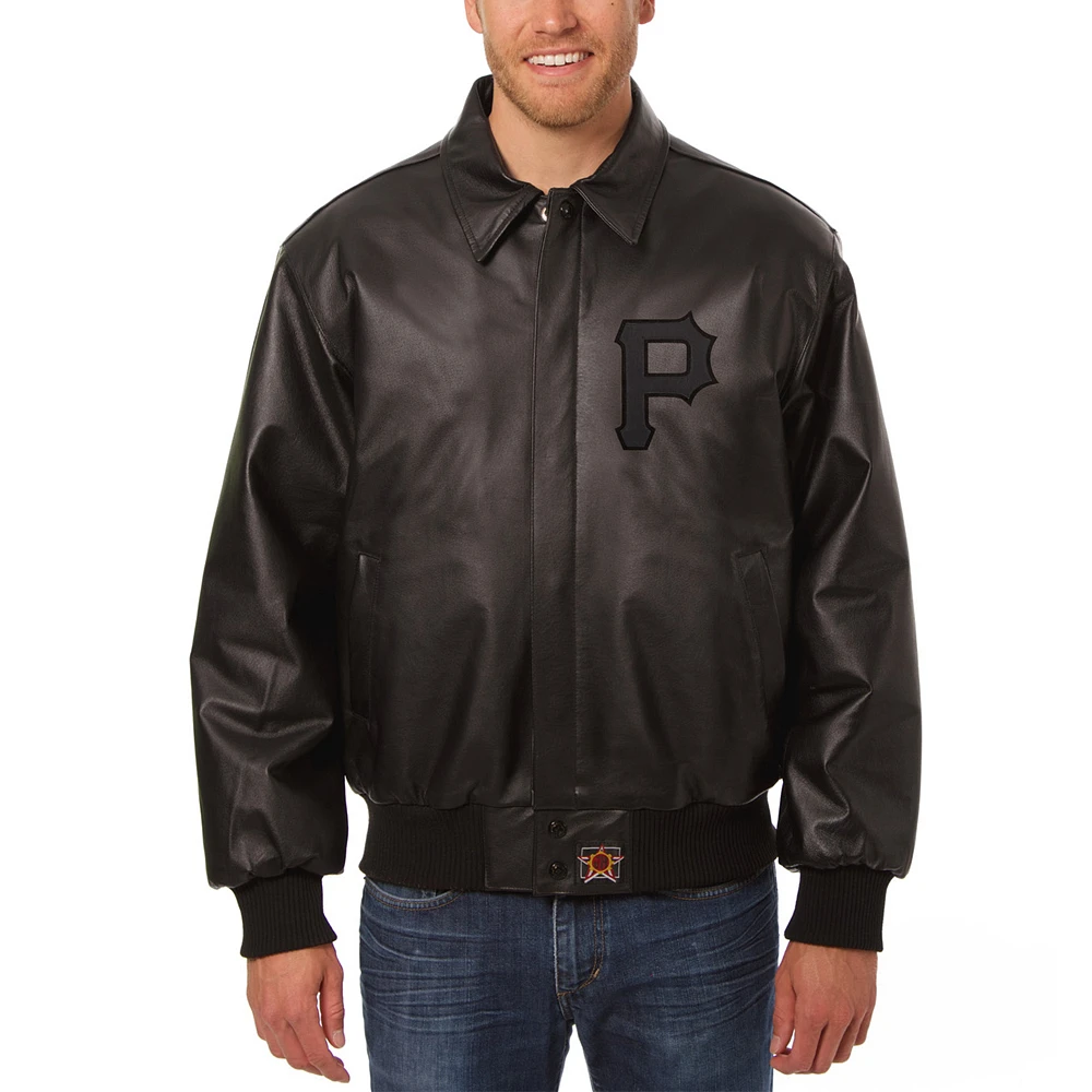 Men's JH Design Black Pittsburgh Pirates Tonal Leather Jacket