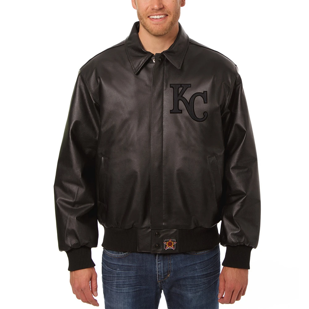 Men's JH Design Black Kansas City Royals Tonal Leather Jacket