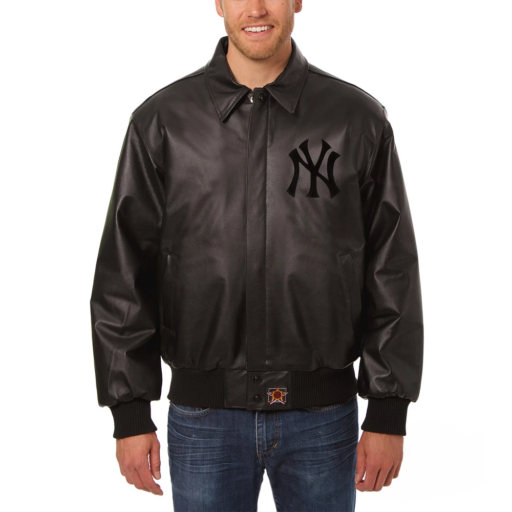 Men's JH Design Black New York Yankees Tonal Leather Jacket